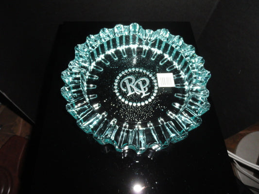 Rocky Patel Luminoso Teal / Blue Glass Heavy Cigar Ashtray Measures 10" Diameter NIB