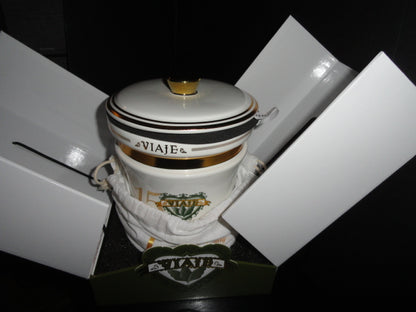 Viaje 15th Anniversary Gold Cigar Ceramic Jar Humidor( Empty No Cigars ) NIB