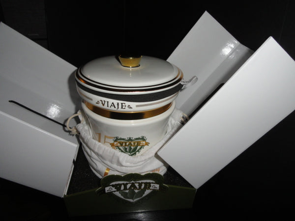 Viaje 15th Anniversary Gold Cigar Ceramic Jar Humidor( Empty No Cigars ) NIB