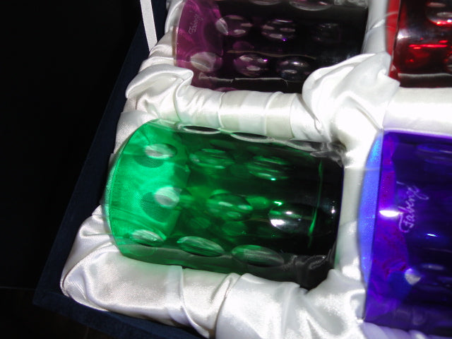 Faberge Bubbles Colored Crystal Old Fashion Glasses