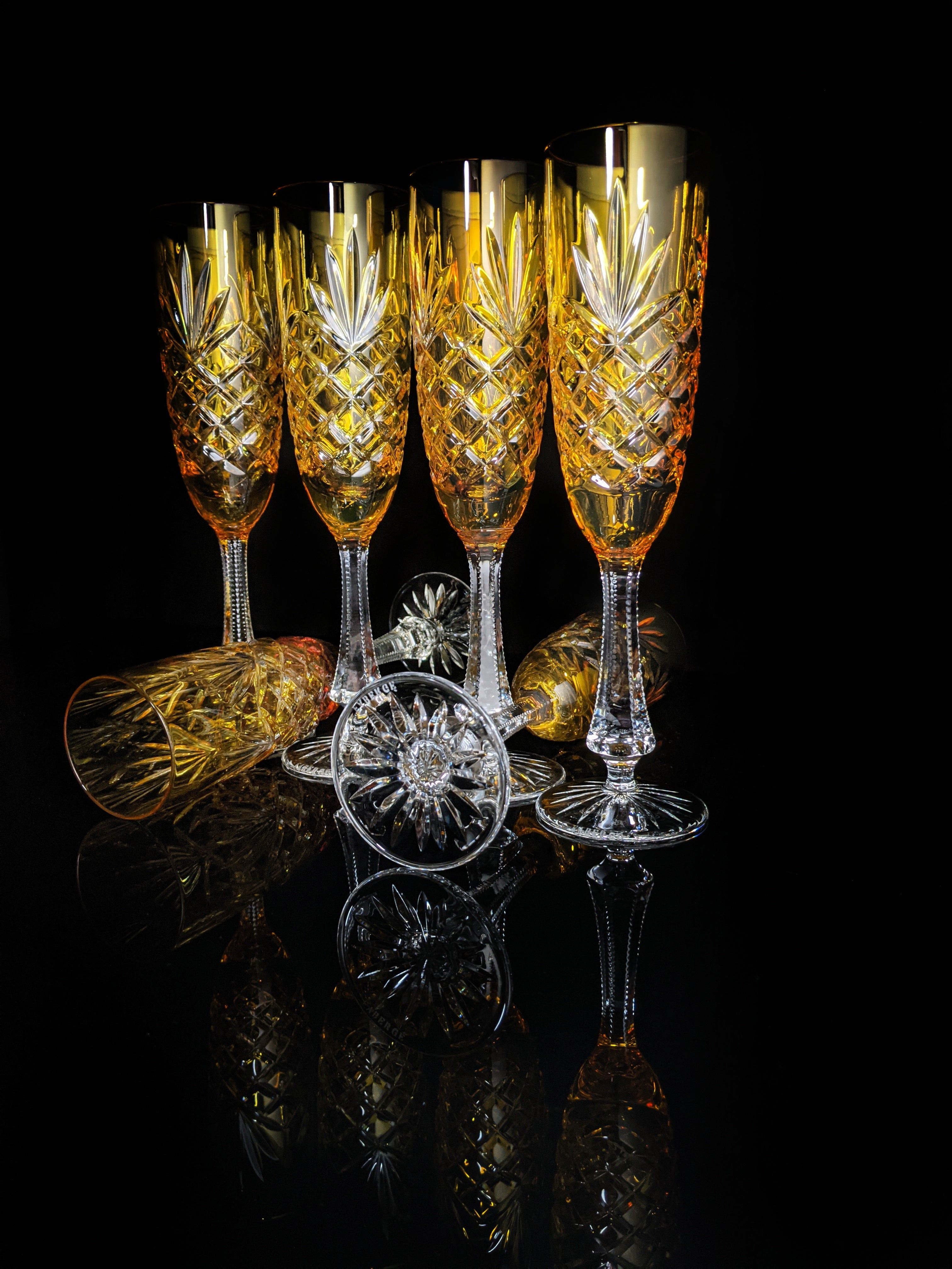 Faberge Odessa Yellow Gold Flutes NIB