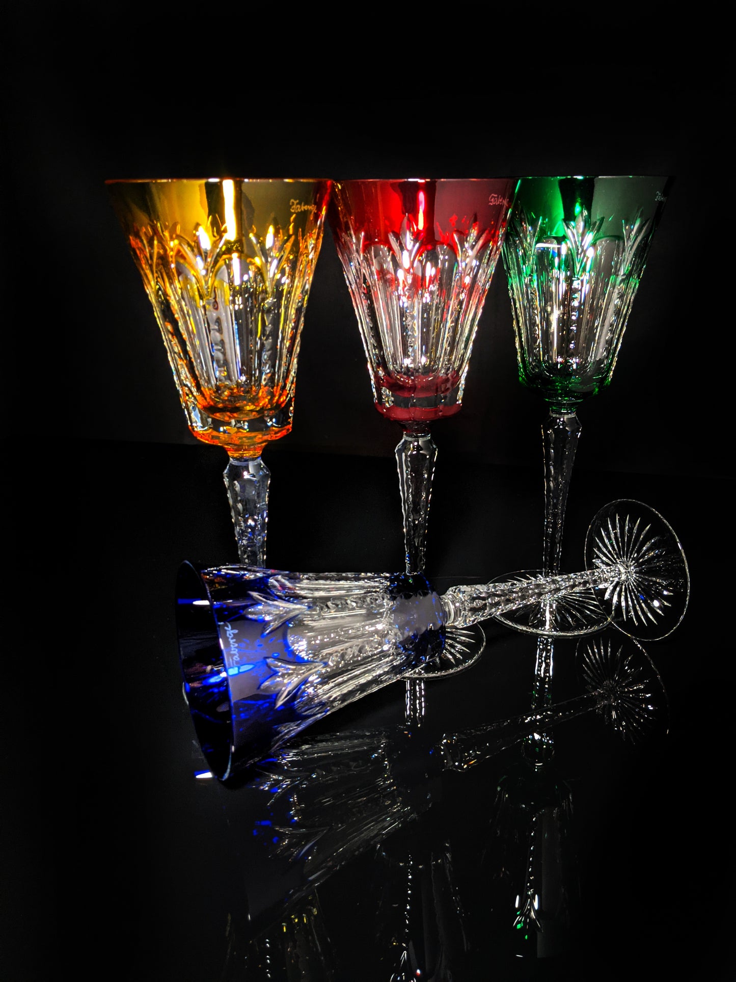 Faberge Grand Palais Crystal Colored Goblets NIB