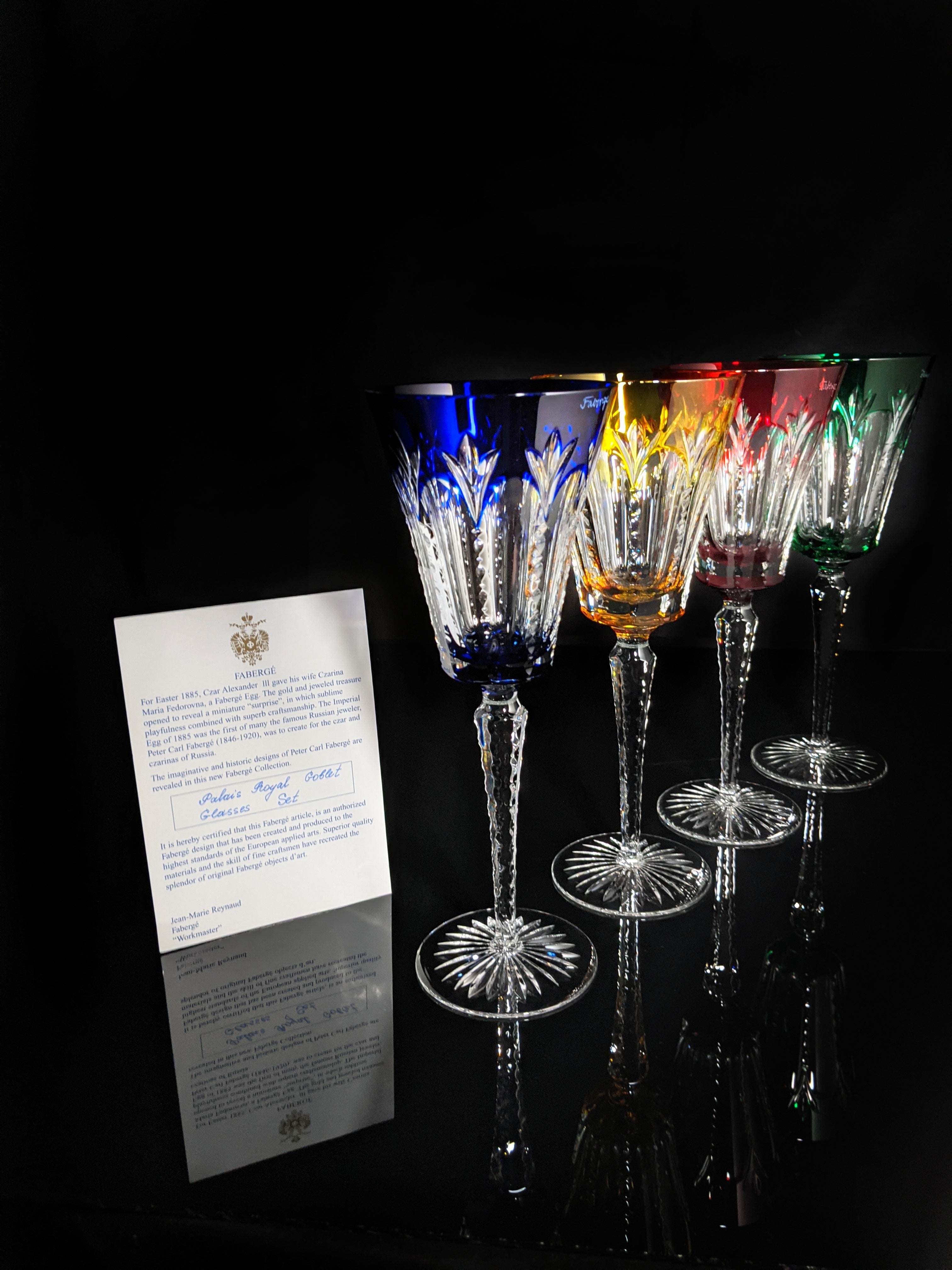 Faberge Grand Palais Crystal Colored Goblets NIB