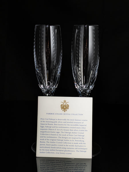 Faberge  Crystal Clear Champagne Flutes NIB