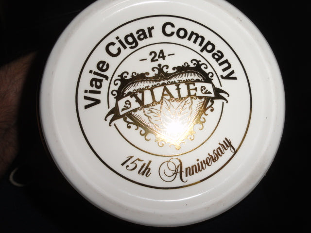 Viaje 15th Anniversary Gold Cigar Ceramic Jar Humidor( Empty No Cigars ) NIB