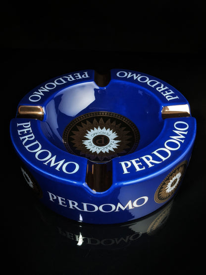 Perdomo Blue and Gold large ceramic ashtray 9" diameter NIB