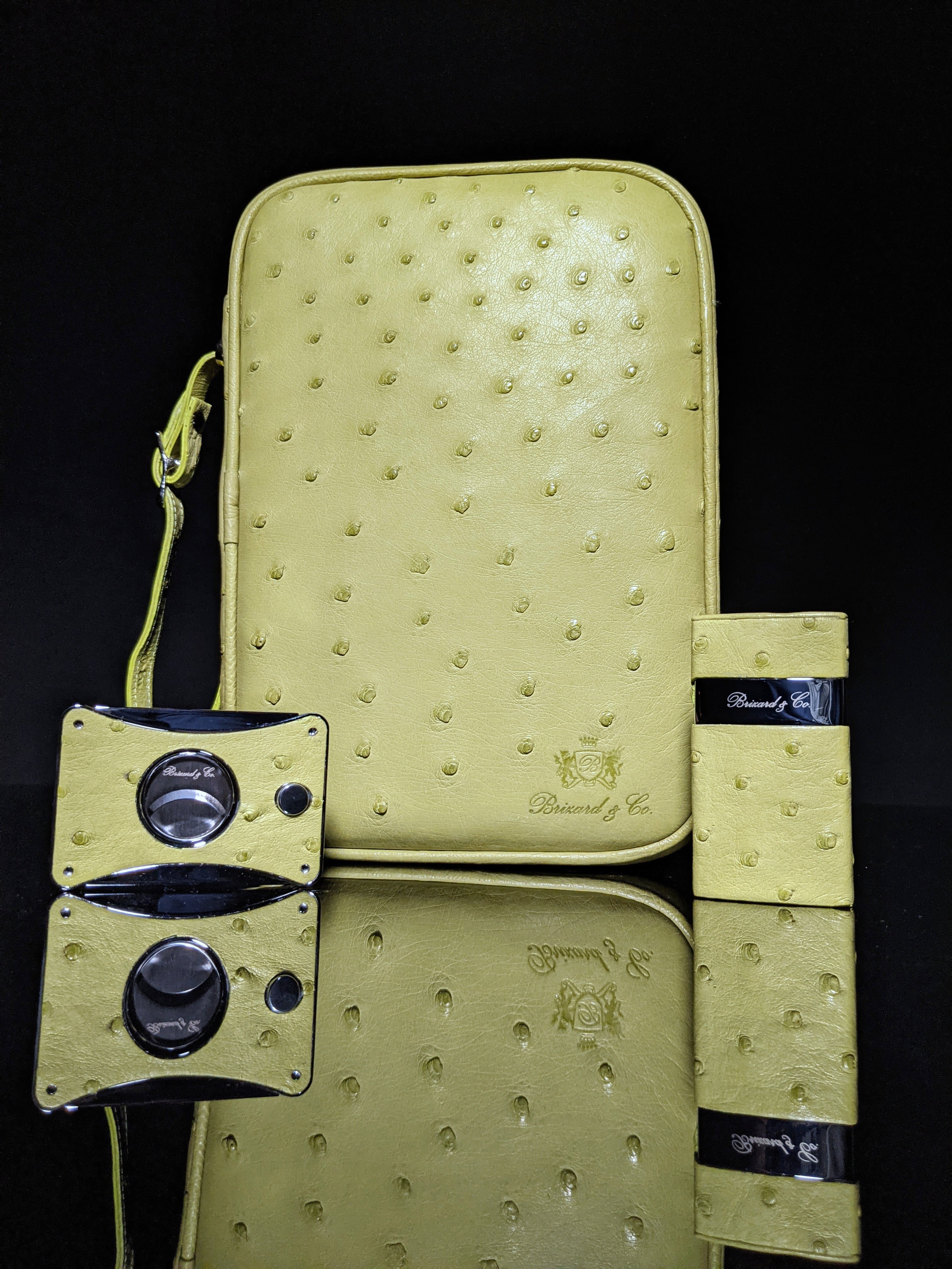 Brizard and Co. Havana Traveler — Genuine Ostrich Matcha Green with Cutter & Lighter