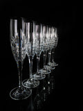 Faberge Crown Clear Cut Crystal Champagne Flutes Set of 6 NIB