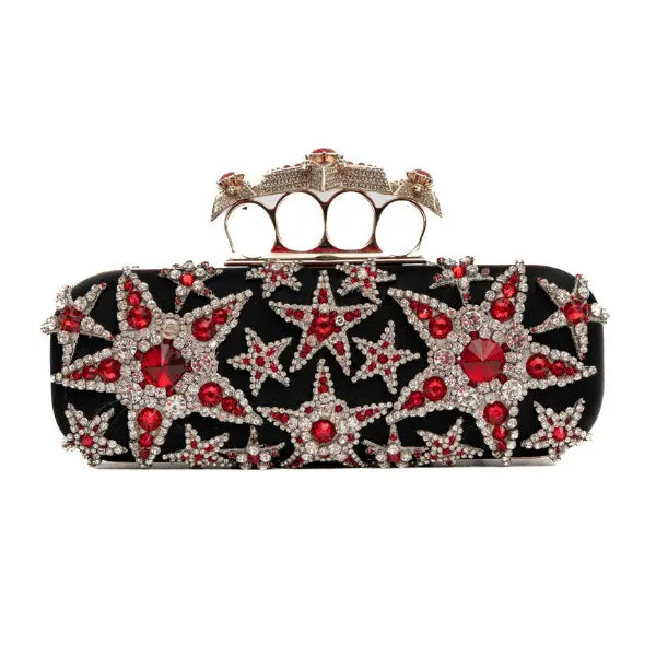 Alexander Mc Queen Black Satin Clutch with crystals