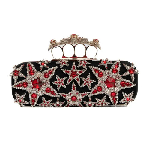 Alexander Mc Queen Black Satin Clutch with crystals