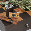 The "Checkers" Cigar Humidor - Ebony and Olive Wood with Leather, 90/100 Count