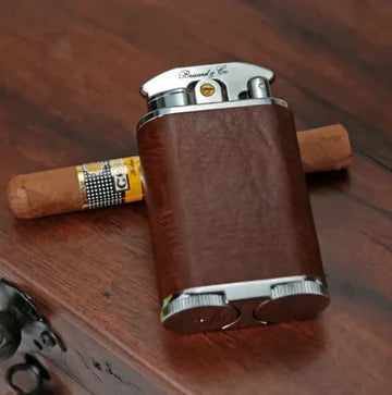 Brizard and Co Gatsby Table Lighter - Antique Saddle Leather