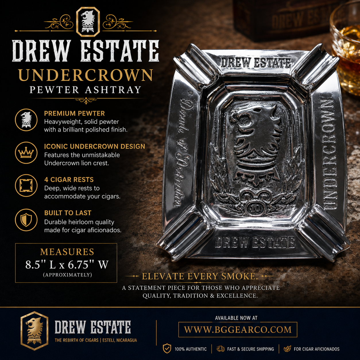 Drew Estate Undercrown Pewter Ashtray