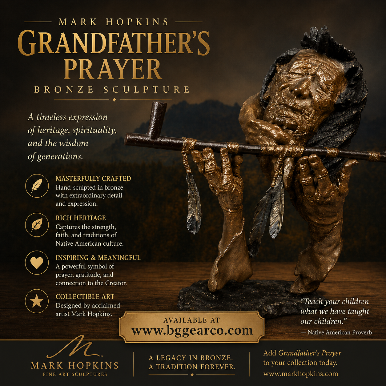 Mark Hopkins | Bronze Sculpture - Grandfather's Prayer