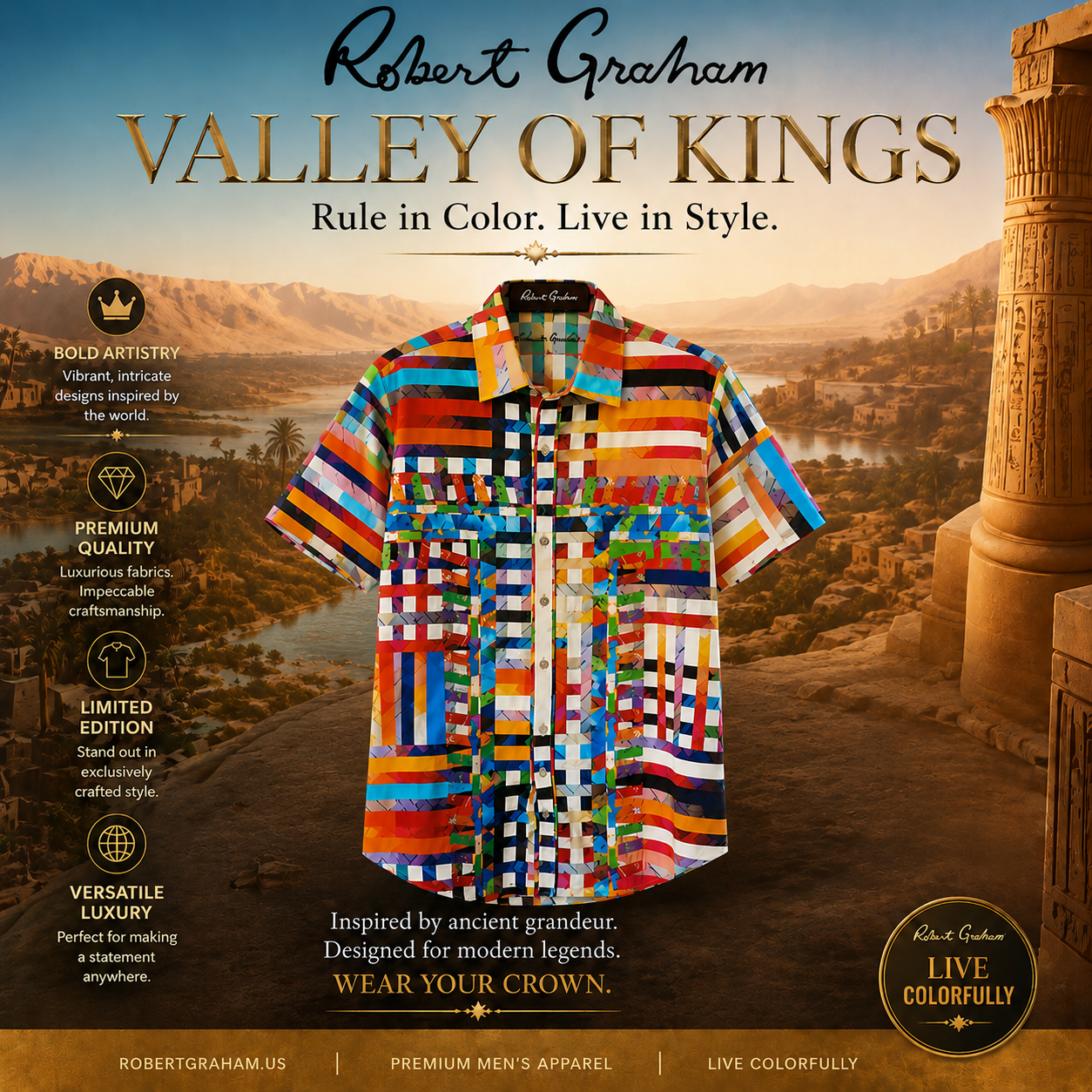 Robert Graham Valley of Kings Short Sleeve Shirt Size Medium