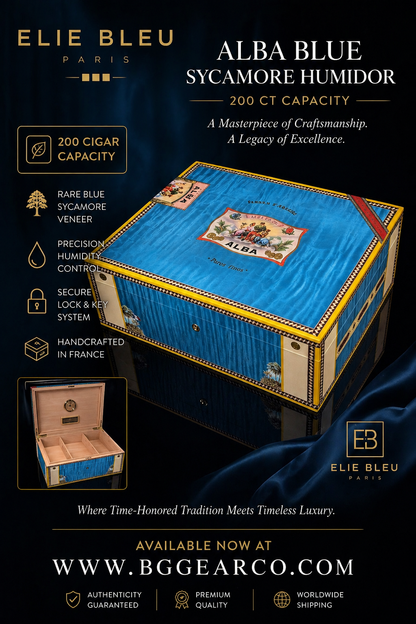 Elie Bleu Alba Blue Sycamore Humidor 200 ct.