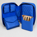 Brizard and Co Blue Ostrich Havana Traveler with pouch