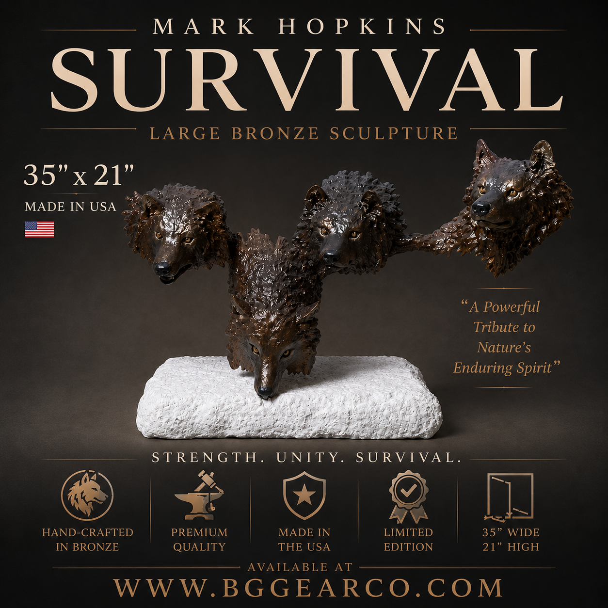 Mark Hopkins " Survival " Bronze Large