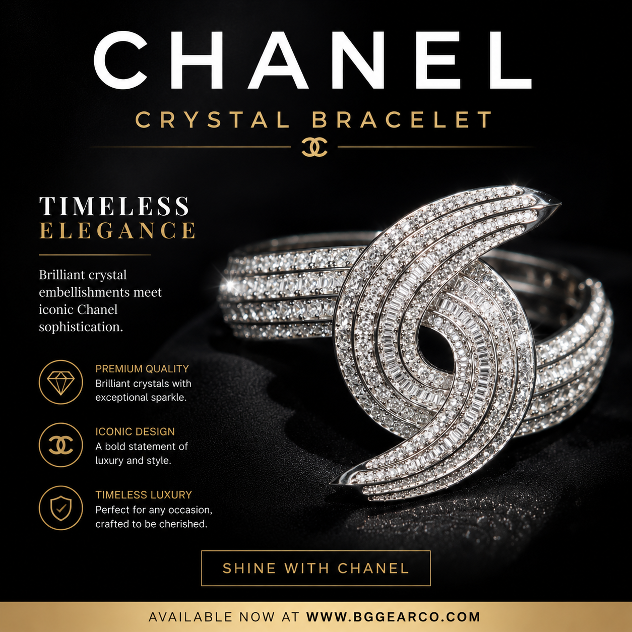 Chanel Crystal Ladies Cuff Bracelet