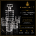 Fabergé Metropolitan Decanter and Four Clear Whiskey Glasses