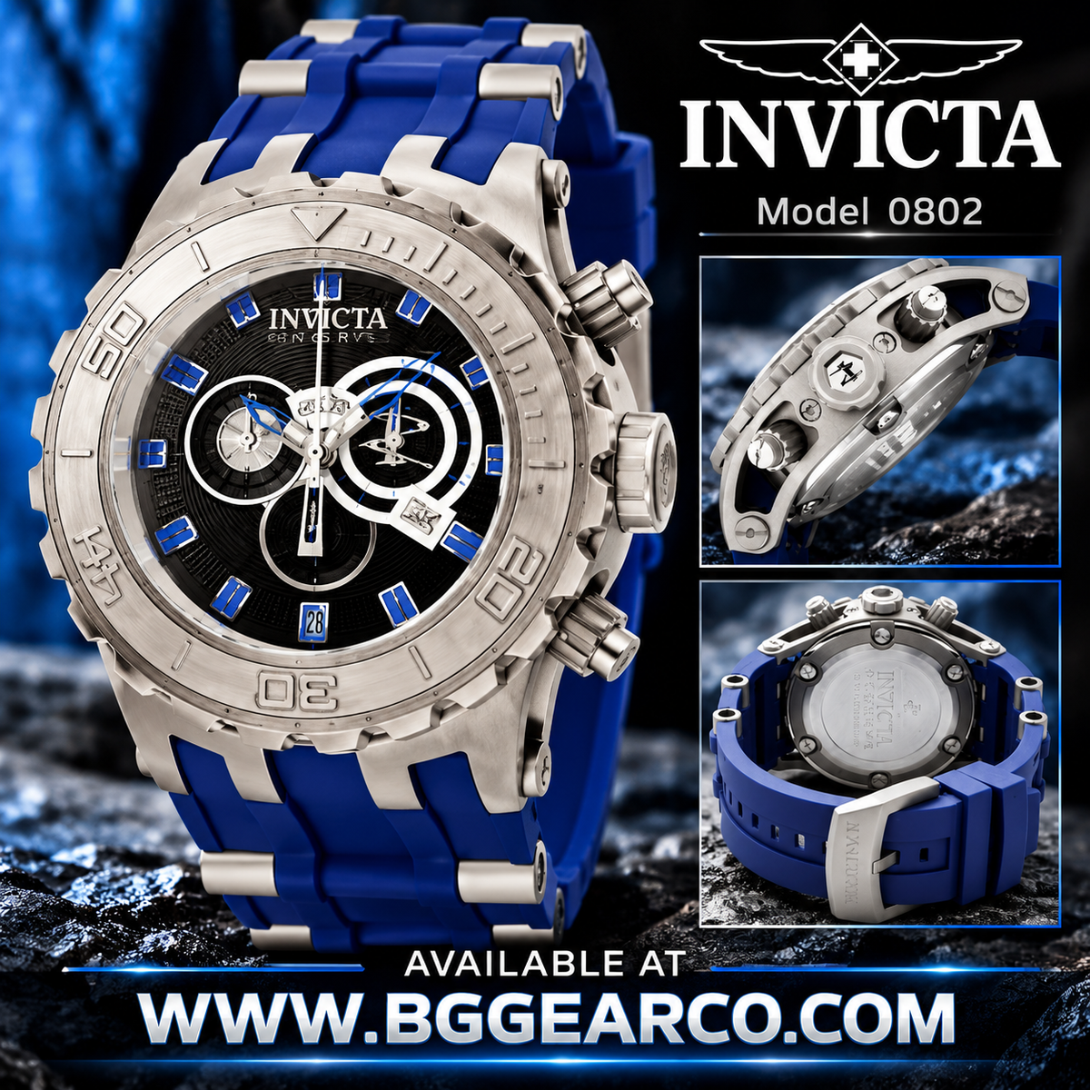 Invicta Model 0802 Wristwatch – Blue Band & Dial – New in Box