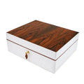 The "Airflow" Cigar Humidor - White Ostrich Leather and Rosewood, 60/70 Count