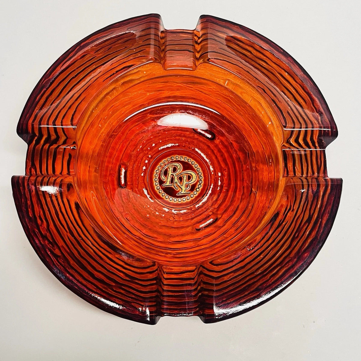 Rocky Patel Red Glass Cigar Ashtray 8 3/4" Diameter