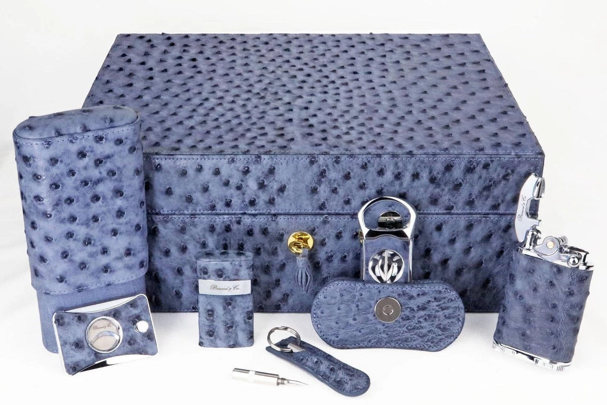 Brizard and Co. American Blue Jeans Ostrich Humidor — 60/70 Ct Collection
