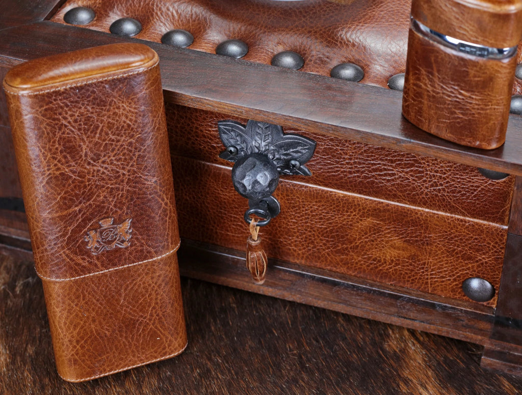 The "Chesterfield" Humidor - 60/70 Count with Case and Gatsby Table Lighter