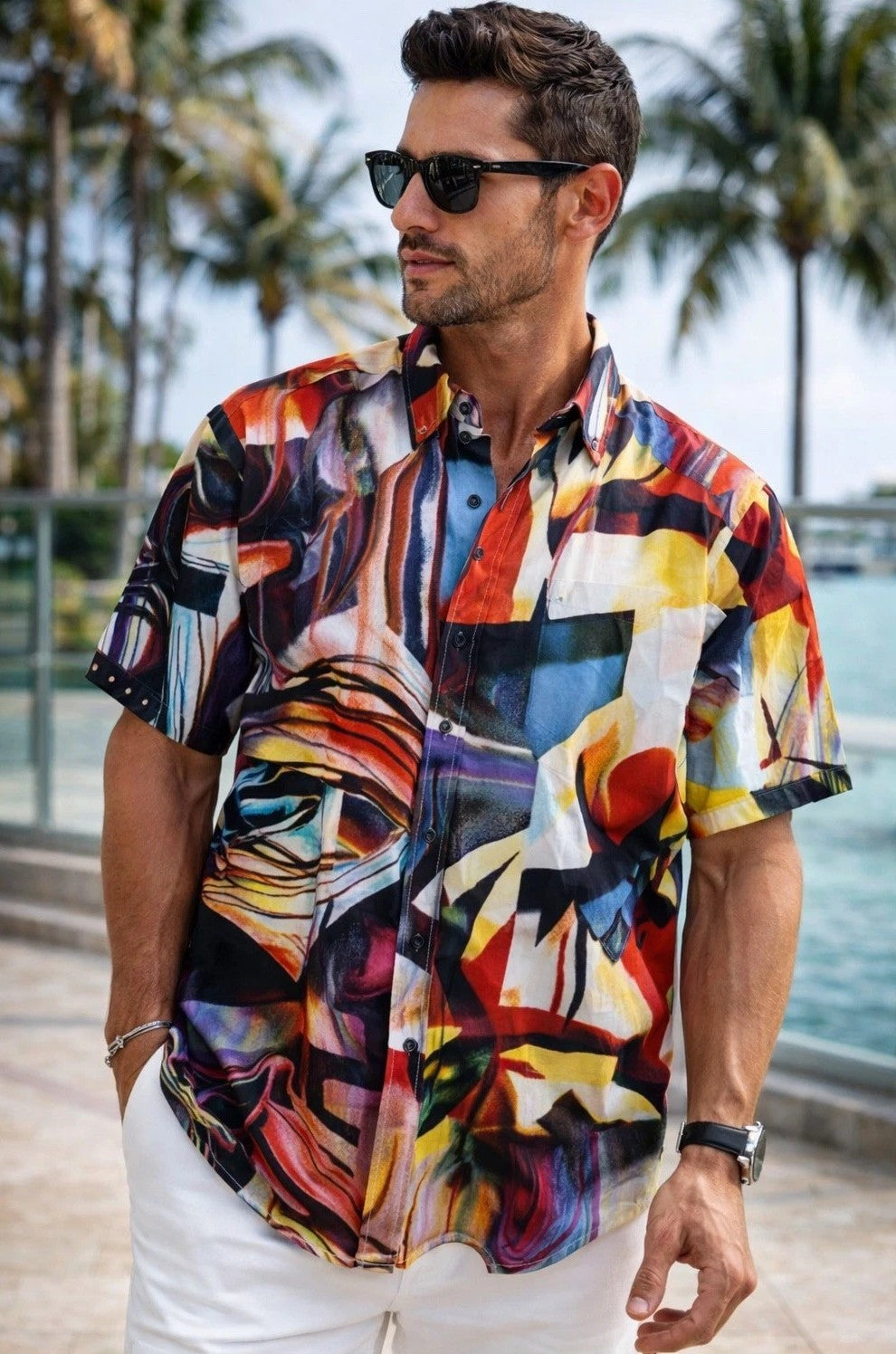 Robert Graham Abstract Short Sleeve Shirt Size Large
