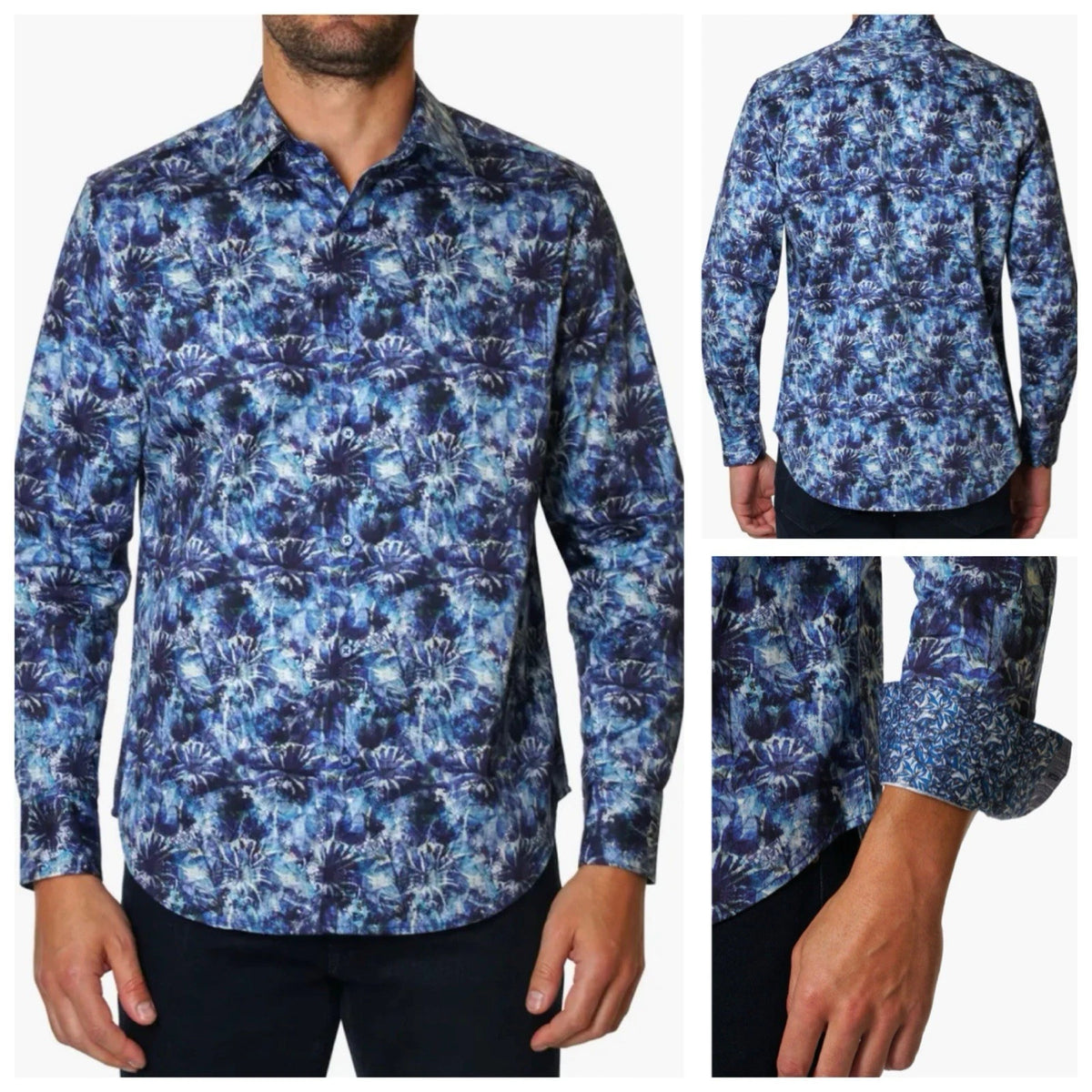 Robert Graham Flemming Long Sleeve Blue Shirt Size Medium