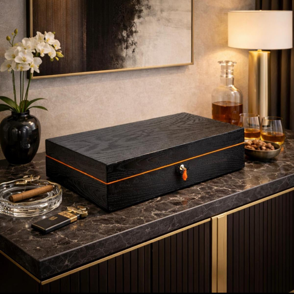Brizard Royal Oak Collection  humidor 26.5"L X 11.5" W X 5.5"H  Made in USA