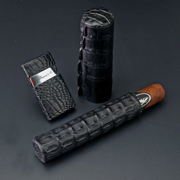 Brizard and Co. The Single Cigar Tube - Genuine Black Caiman
