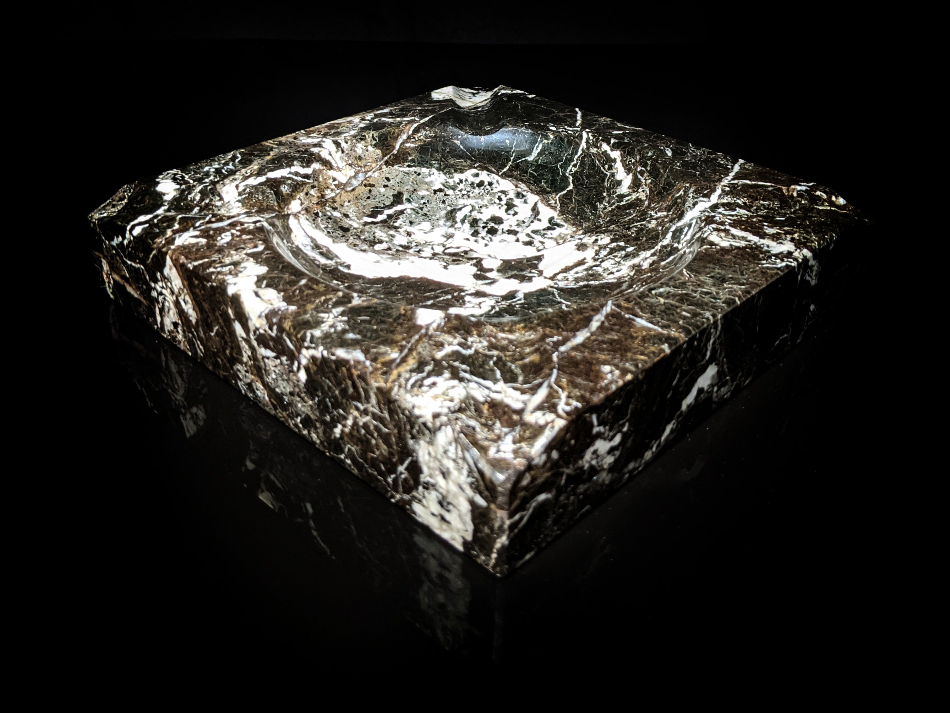 Black Marble Square Cigar Ashtray 7" square NIB