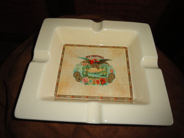 San Cristobal Ceramic Large Ashtray. 10" L x 9.25" W x 2" H