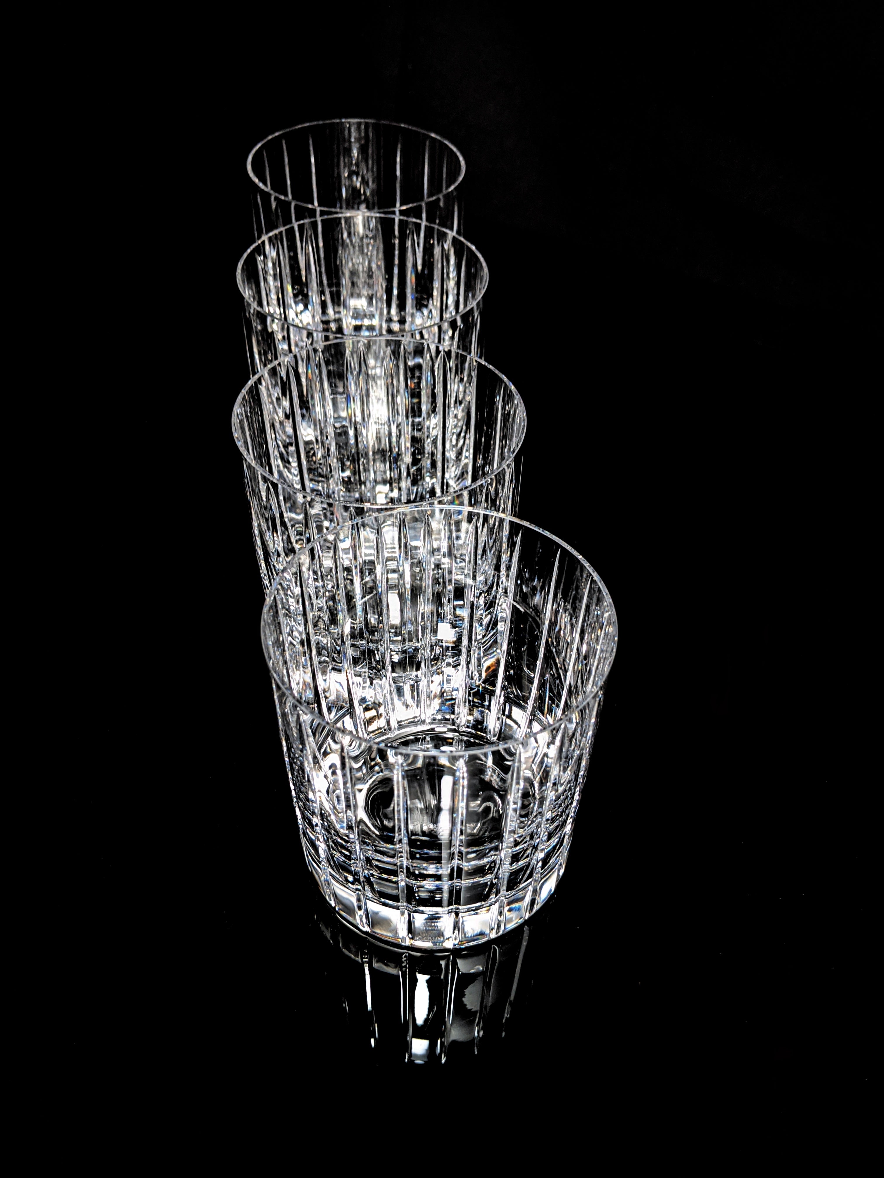 Faberge Atelier Crystal Collection  Highball Glasses set of 4 NIB  5 1/4" H x 2 7/8" W