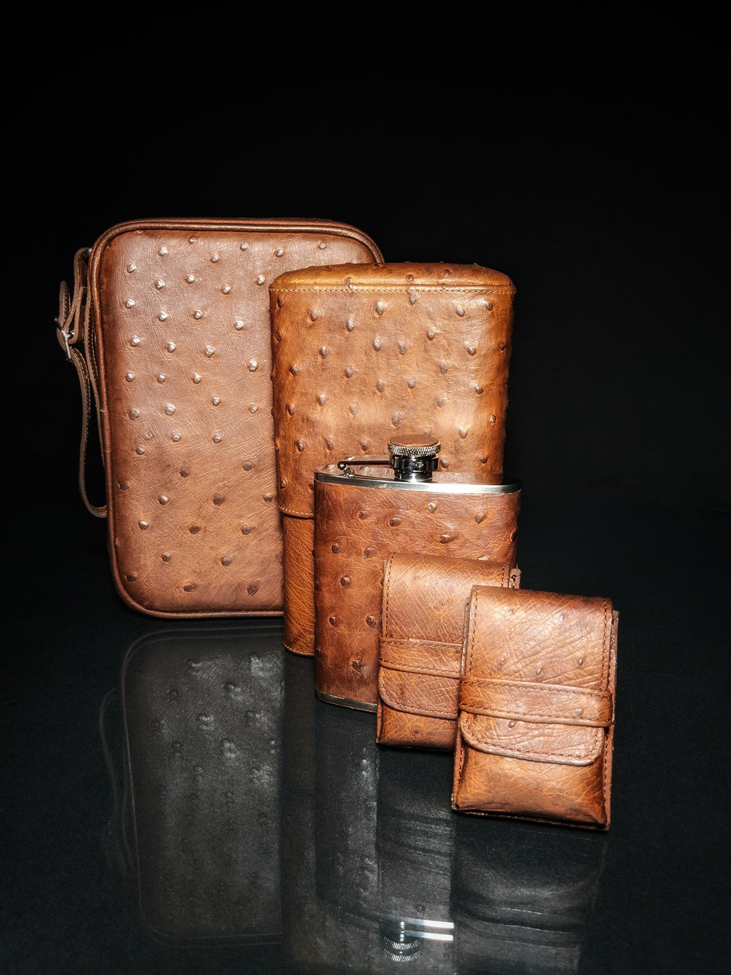 Brizard and Co Havana Traveler in Genuine Saddle Ostrich with Cutter and Lighter