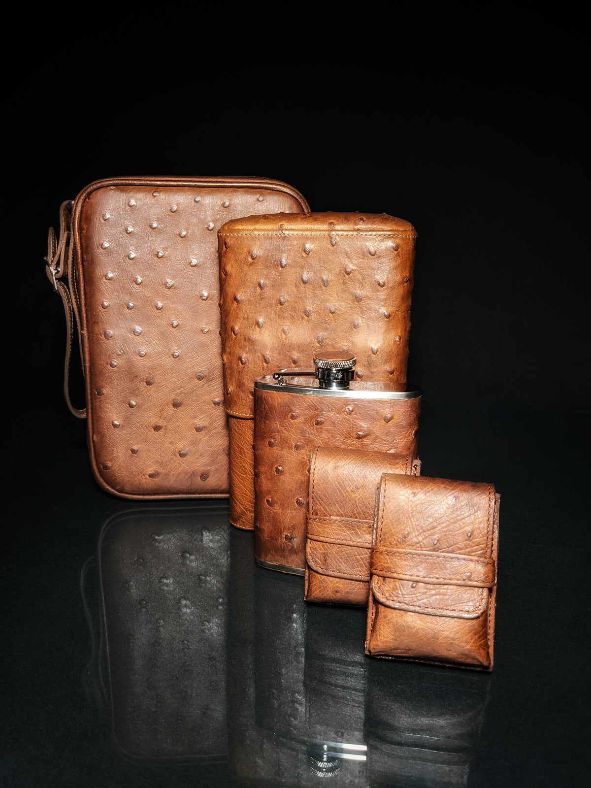 Brizard and Co Havana Traveler in Genuine Saddle Ostrich with Cutter and Lighter