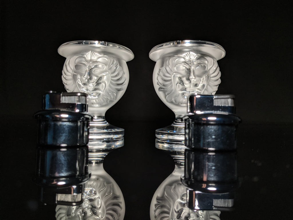 Lalique Crystal Tête de Lion Table Lighter