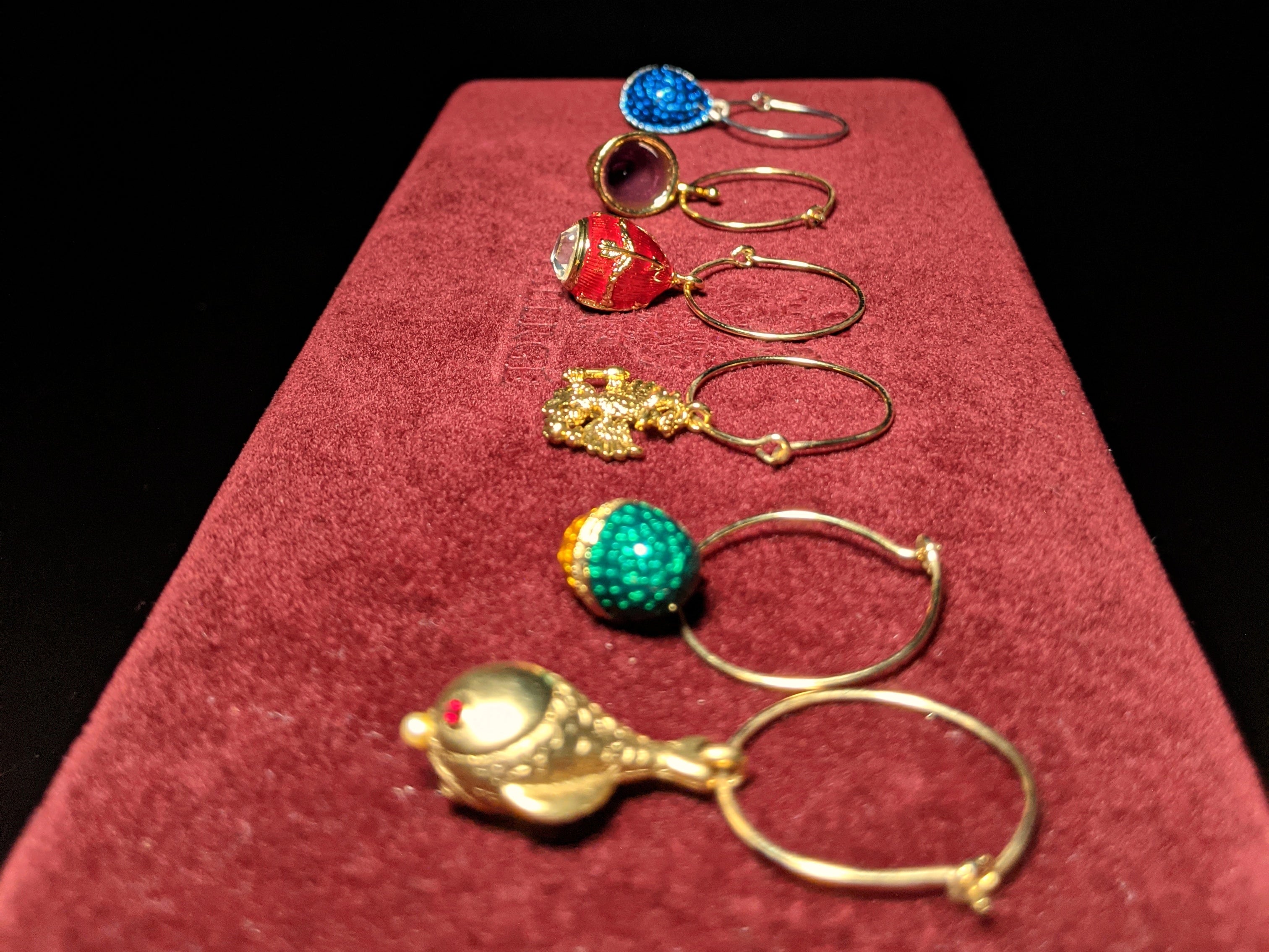 Fabergé Crystal Glass Charms — Set of 6 in Original Velvet Box