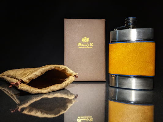 Brizard and Co. The 6 oz Flask - Blue and Camel Color Leather