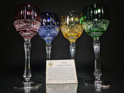 FABERGE XENIA IMPERIAL CASED CUT TO CLEAR CRYSTAL GOBLETS  SIGNED NO BOX