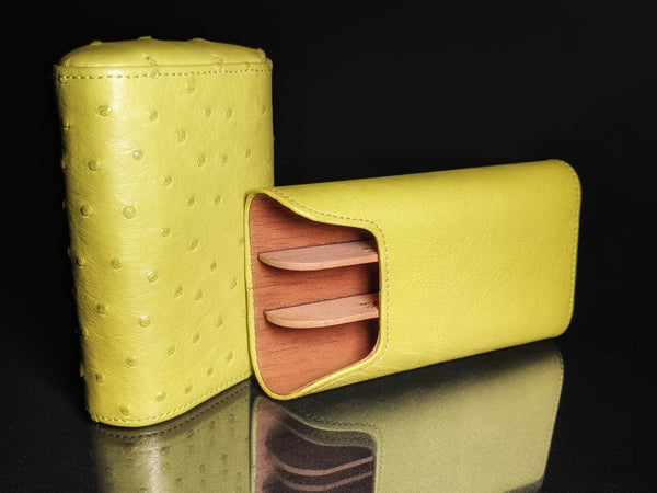 Brizard and Co Ostrich Matcha 3 Cigar Case