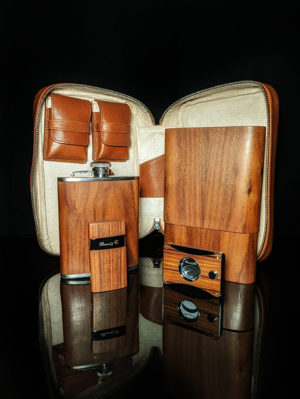Brizard and Co. Havana Traveler — Tan Leather with Matching Cutter & Lighter, New in Box