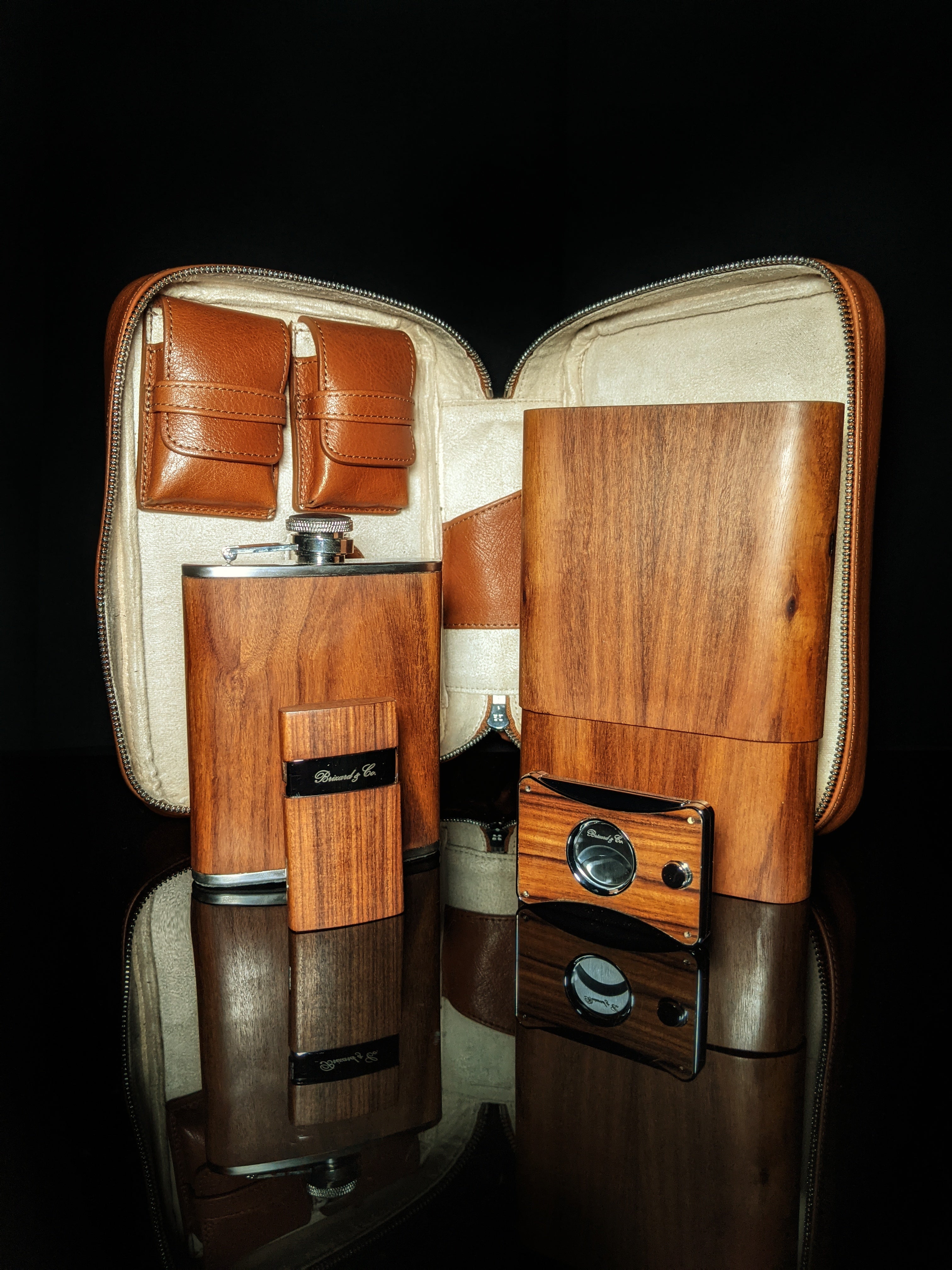 Brizard and Co. Havana Traveler — Tan Leather with Matching Cutter & Lighter, New in Box