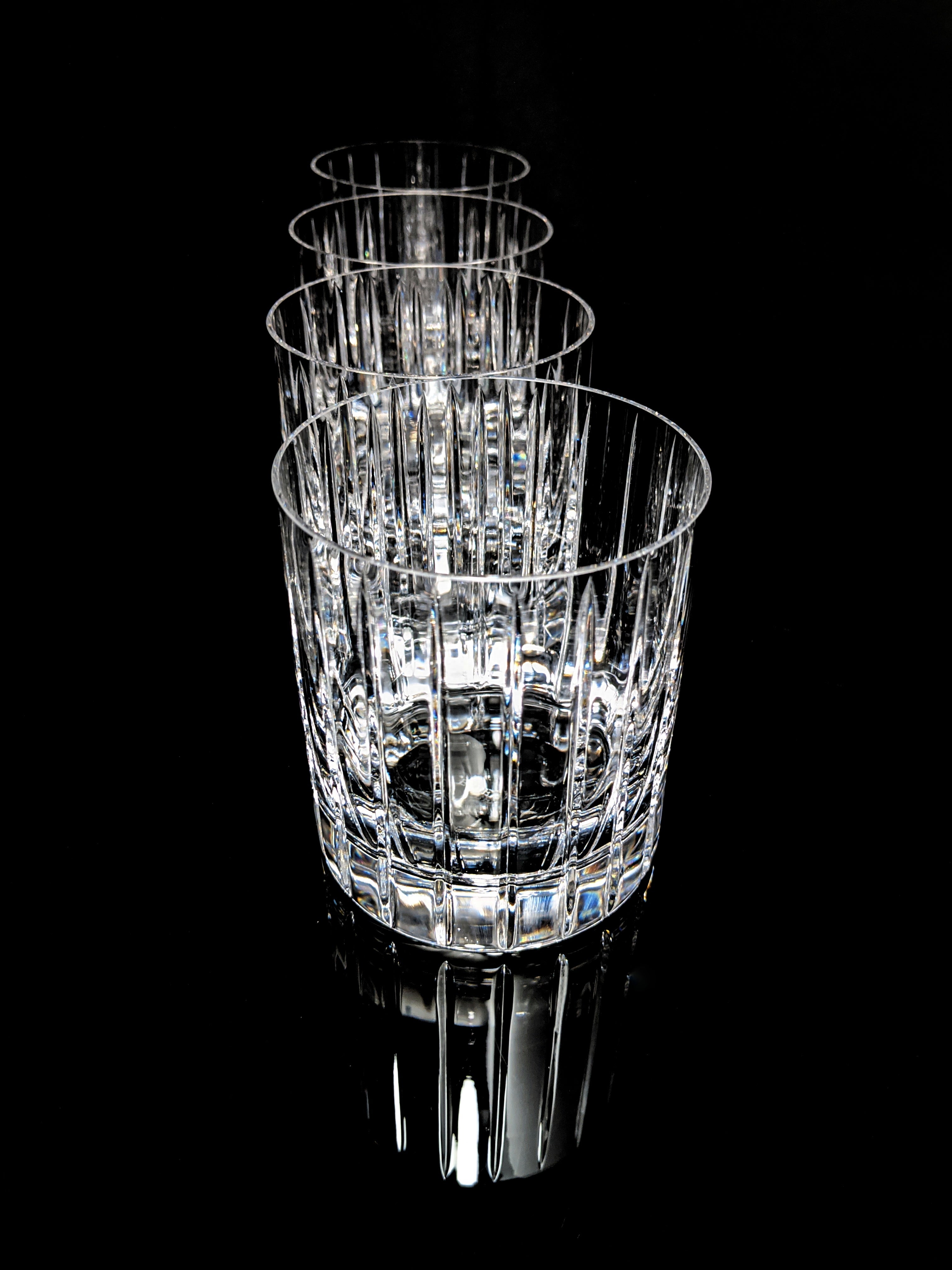Faberge Atelier Crystal Collection  Highball Glasses set of 4 NIB  5 1/4" H x 2 7/8" W