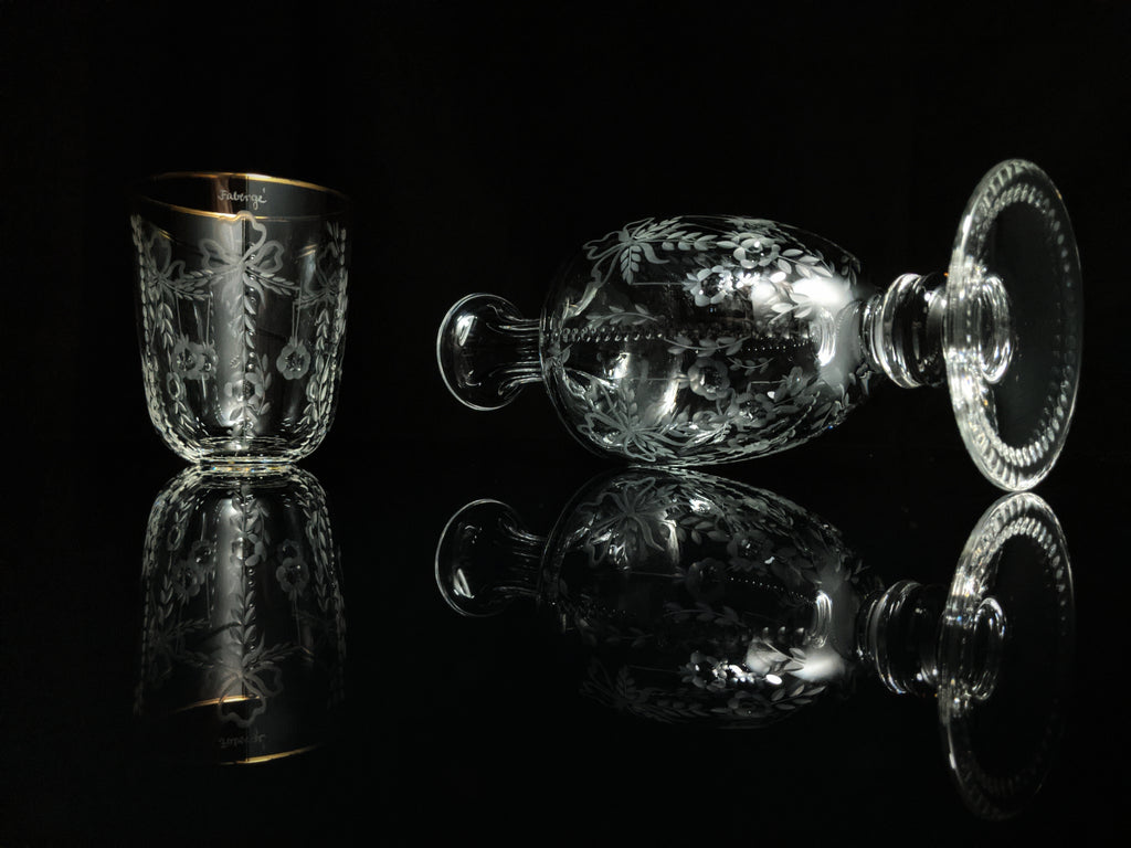 Faberge Crystal Gatchina Palace Carafe Decanter with matching glass NIB