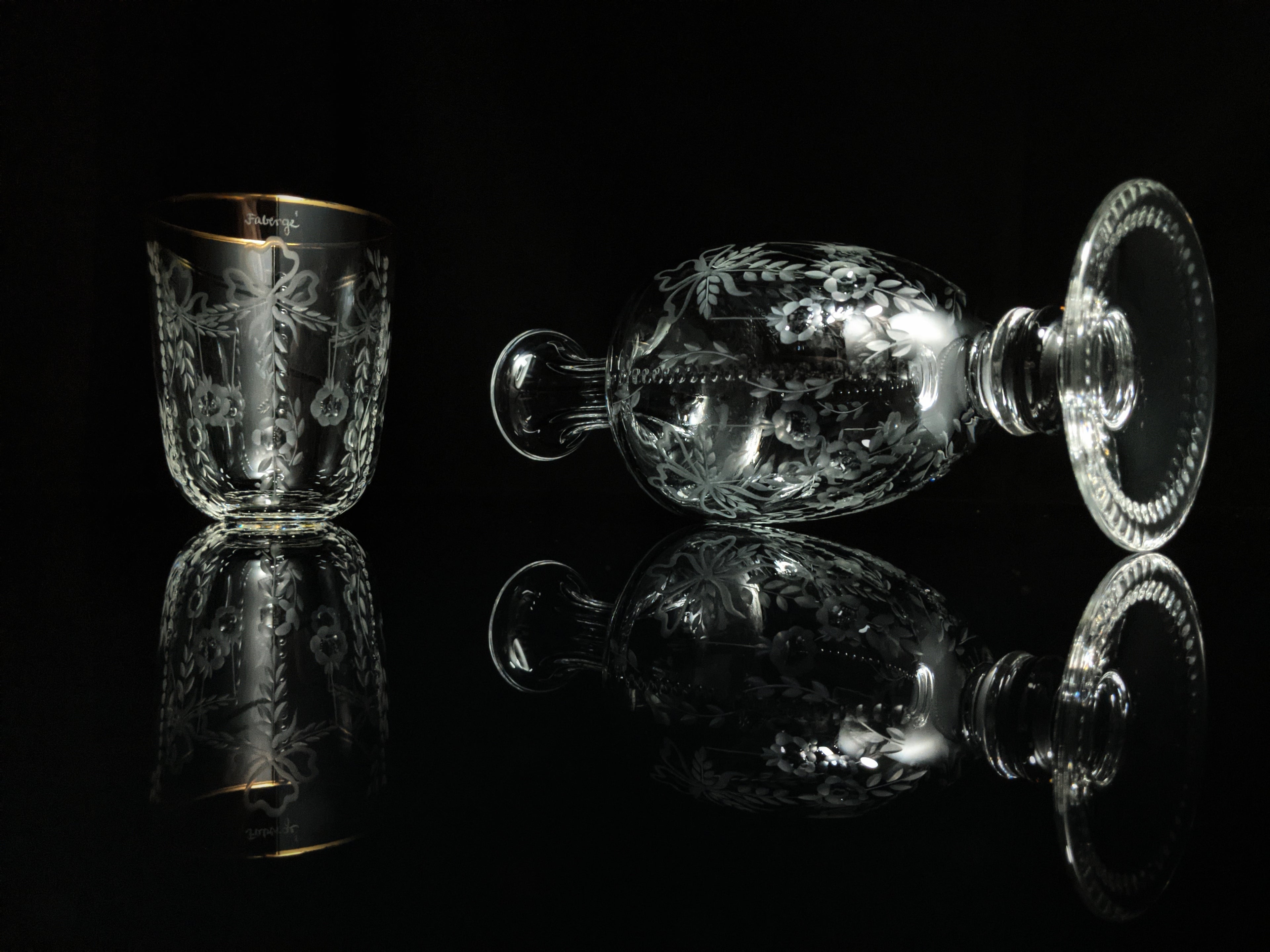 Faberge Crystal Gatchina Palace Carafe Decanter with matching glass NIB
