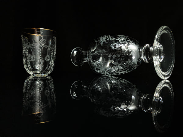 Faberge Crystal Gatchina Palace Carafe Decanter with matching glass NIB