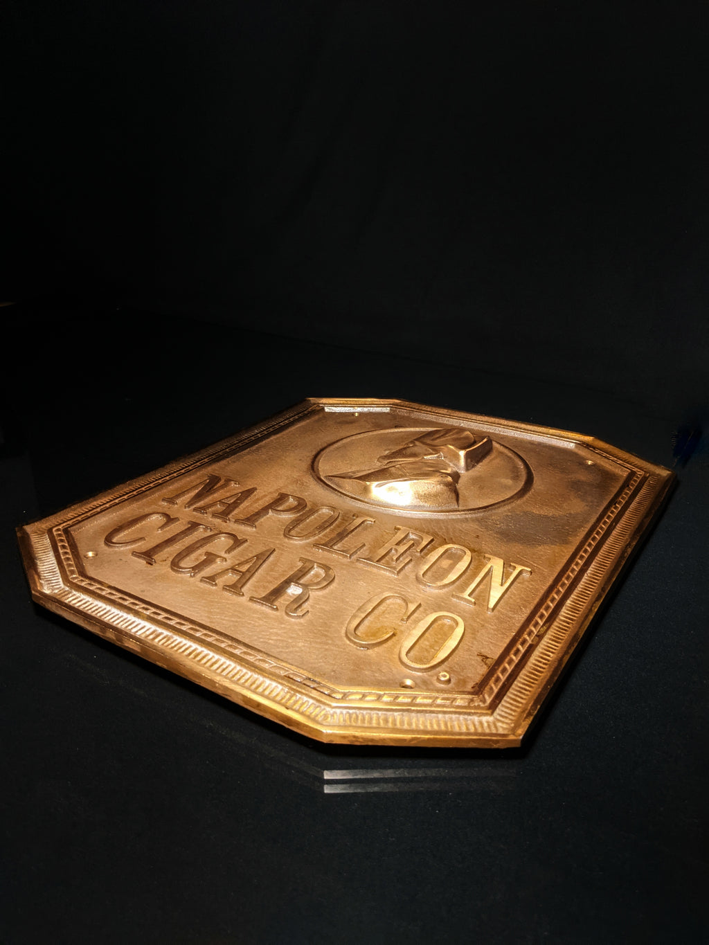 Napoleon Cigar Co. Solid Bronze Sign — 15.75" H × 12.75" W